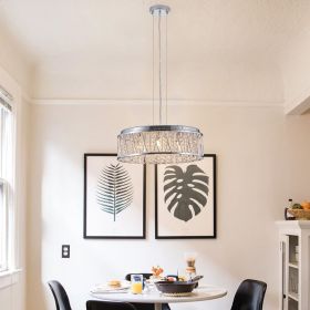 Modern Crystal Chandelier 19 Inches Aluminum+Iron Round Ceiling Light Flush Mount Ceiling Light Fixture for kitchen Island Dinning Bedrooms and H