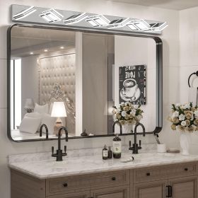 45" Modern Chrome 7-Light LED Vanity Light, Square Acrylic Lampshades Wall Mount Fixture for Bathroom, Mirror Lighting