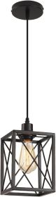 Black Pendant Lighting Modern Pendant Light, Adjustable Pendant Light Fixture,Pendant Lights Kitchen IslandLight (1 Pack Square Pendant Light)
