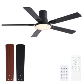 56 in. Integrated LED Farmhouse Indoor/Outdoor Black Smart Ceiling Fan with Remote Control