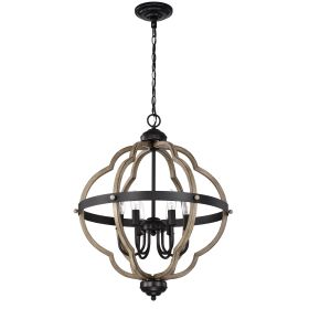 6 Light pendant light (Color: Black)