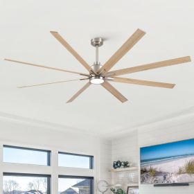 84 in. Integrated LED Farmhouse Indoor/Outdoor Black Smart Ceiling Fan with Remote Control (Color: Nickel, Material: Metal+Solid wood)
