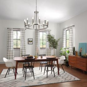 Modern Farmhouse Chandelier 6 Light Brushed Nickel Round Industrial Country Style Wagon Wheel Pendant Light Fixtures for High Ceilings (Numbers of Light: 12-Light)