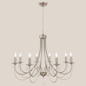 Black/Brushed Nickel Crystal Chandeliers, 8 Lights Farmhouse Crystals Chandelier for Dining Room (Color: Brushed Nickel, Numbers of Light: 8-Light)